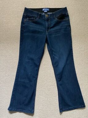 Democracy Dark Blue Boot cut Flare Jeans Western Ab solution Size 12 petite